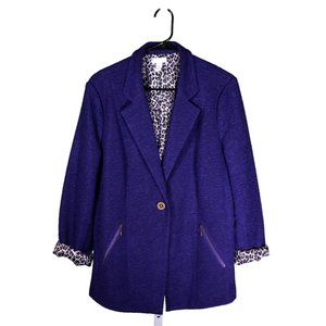 Chico's Womens Blazer Purple Crinkle One Button Lined Work Suit Jacket 2 US L/12